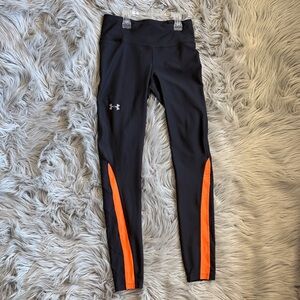 Under Armour Juniors Black Leggings with Bright Orange Side Panels